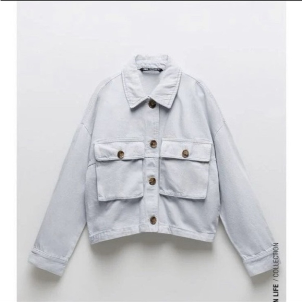 Zara Pale Blue Pocket Jacket